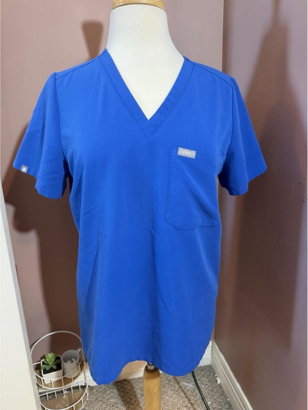 Figs Catarina Scrub Top Womens Size M PO 2443 Blue